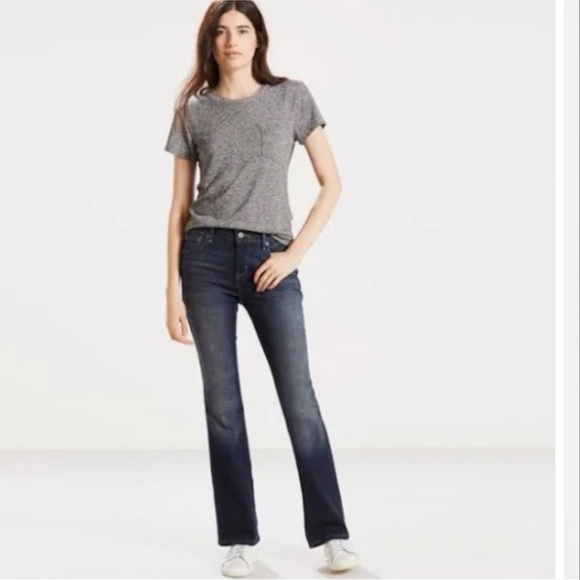 Levi 515 Nouveau Dark Wash Boot Cut Jeans Size 10 - Picture 1 of 16